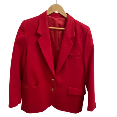 Vintage Burberrys’ 100% Wool Size 12 Blazer Red 