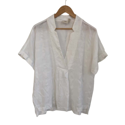 ELK Womens  Size 16 Short Sleeve Top / V-Neck Top White 