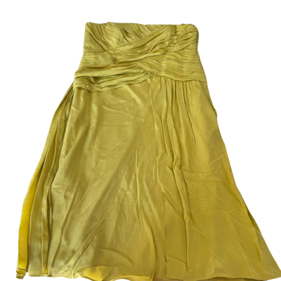 Monsoon Yellow Silk Strapless Dress Size 16 (B24) 