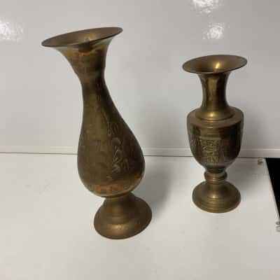 Antique Brass vases x 2