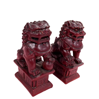 Vintage Chinese - style Foo Dog Guardian Statues