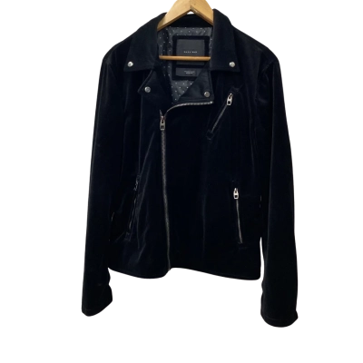 Zara Man Mens  Size L  velvet Front Zipper Black  