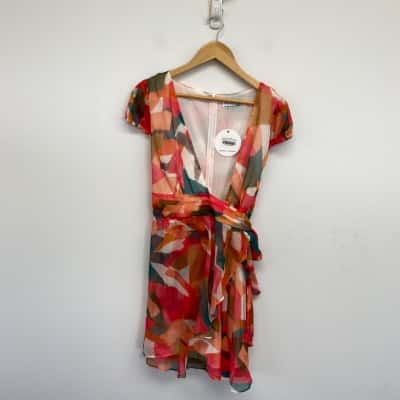 Gigi & Ella Pink Orange Darlia Wrap Mini Dress  Size 14 