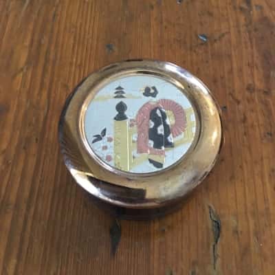 Vtg Art of Chokin 24kt gold edged powder trinket box and lid