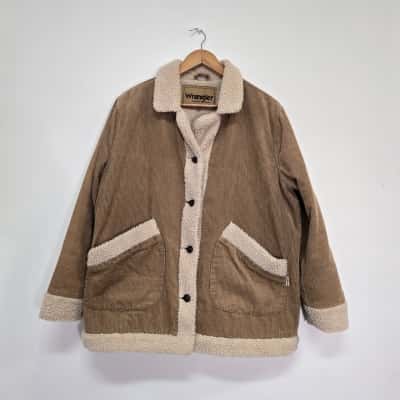 Wrangler Womens  Size 10 Fleece Jacket Brown / Natural / Off White 