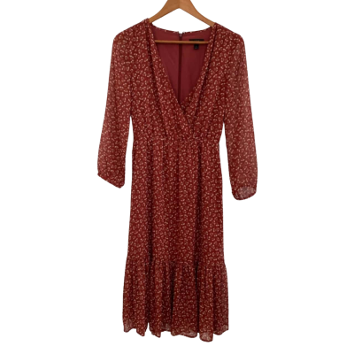 J.Crew Womens  Size S / XS Floral Dress / Midi Dress Floral / Red / White 