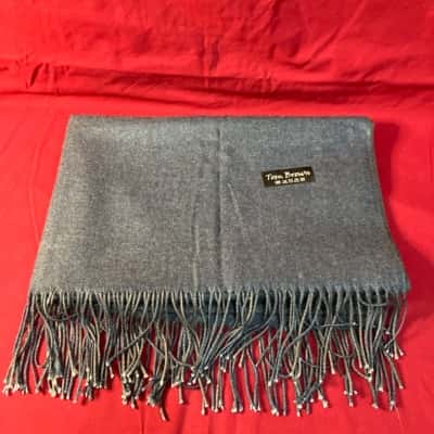  Men's Scarf Soft Tom Brown label 180cm x 70cm Two toned Blue/Grey 