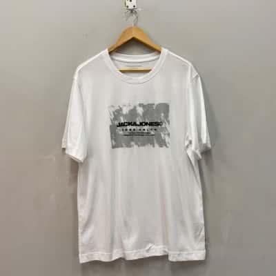 Jack & Jones Mens  Size XL Short Sleeve T-shirt White 