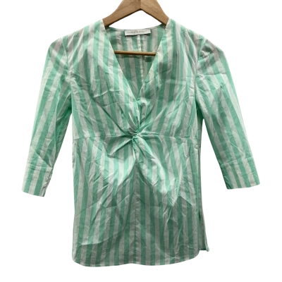 Rhodes & Beckett Mens Size 6 Short Sleeve T-shirt Green / White 