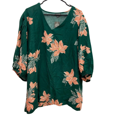 Autograph Womens  Size 22 Green Floral 3/4 Sleeve Top 