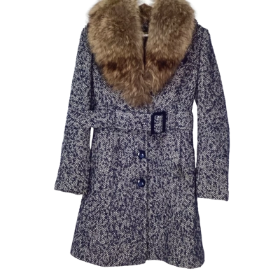 ONLY Luxury Collection Womens Blue Winter Coat with removable fur lapel/collar 