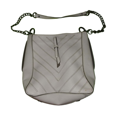 Mimco White Leather Square Handbag Bag Silver Chain Pouch Designer Cream Good Condition