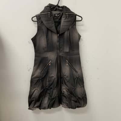 Vivid Womens  Size 10 Zip Front Jacket Dress Black / Grey 