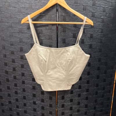 Scanlan Theodore Womens  Size 12 Shoestring Strap Top Beige 