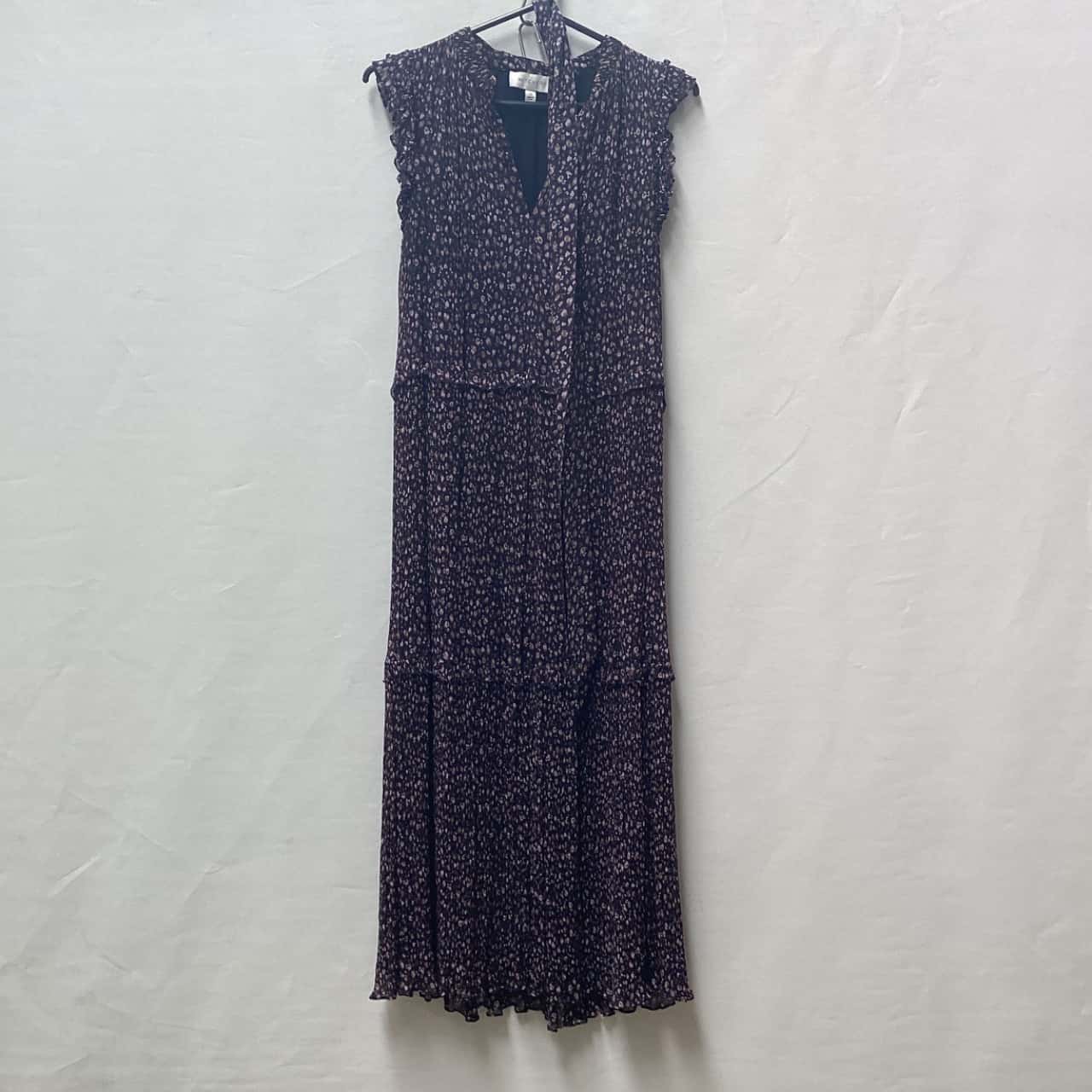 Witchery Womens Size 12 Midi Dress Floral / Navy Blue pleated dress(s)