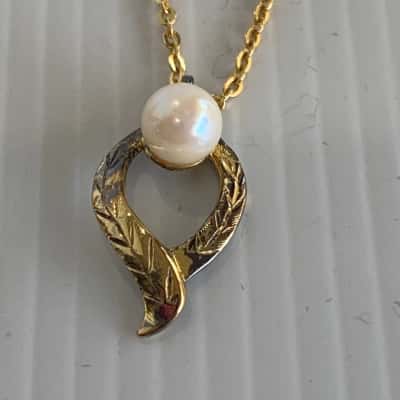 Vintage Cultured Pearl Necklace - Gold Plate Sterling Silver