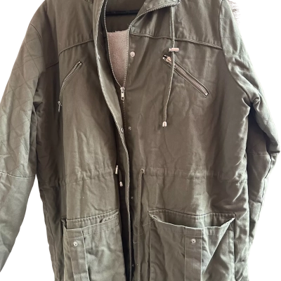  Womens  Size 16 Hooded Jacket Khaki / White 