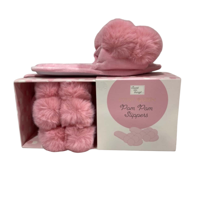 Sweet little things- Pink Pom Pom Slippers Size One Size