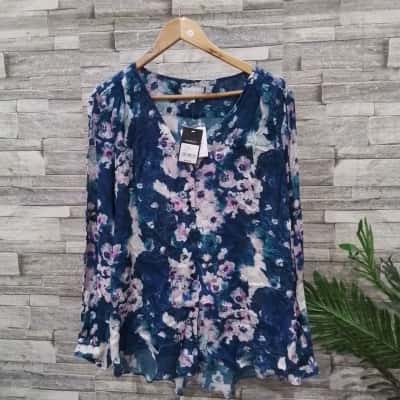 Grace Hill Womens  Size 18 3/4 Sleeve Top / Button Up Top Blue / Multicoloured 