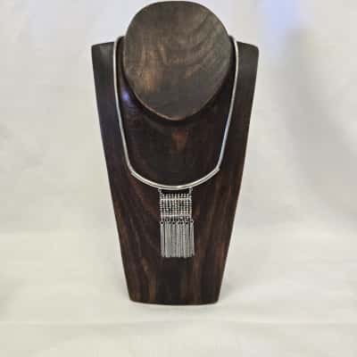  Womens Necklace Drop Pendant Faceted Bead and Diamante 124 Chain Fringe Necklace