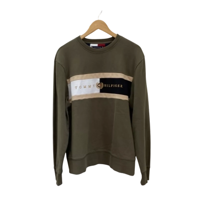 Tommy Hilfiger Mens  Size M Sweatshirt Khaki Panel