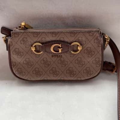 Guess Womens Cross Body Bag Beige / Brown /Pattern Monogrammed G