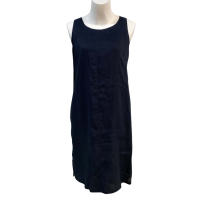 eb&ive Womens Size S Linen Blend Midi Dress Navy Blue 