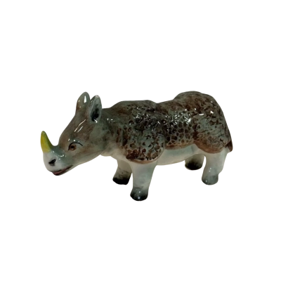 Vintage Hand Painted Ceramic Rhinoceraos Figurine