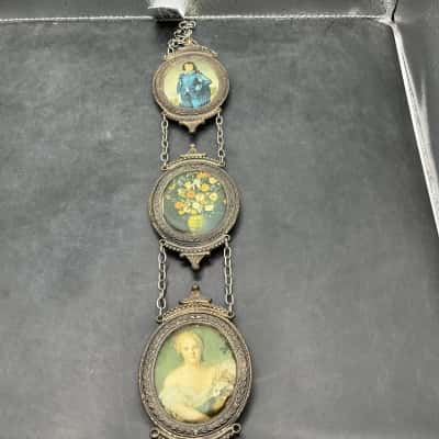 Italian Florentine Baroque-Style Triple Hang Silk Pictures