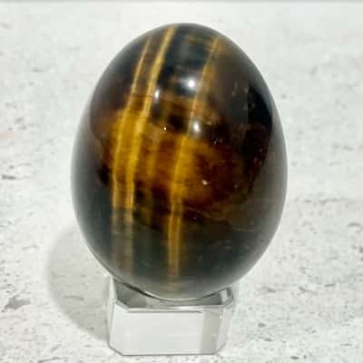 Polished Tigers Eye Egg W/glass stand -just gorgeous 
