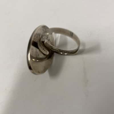 Large Mother of Pearl Oval Silver Ring