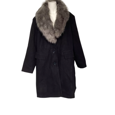Avenue Womens faux fur coat Size 30/32 Black  