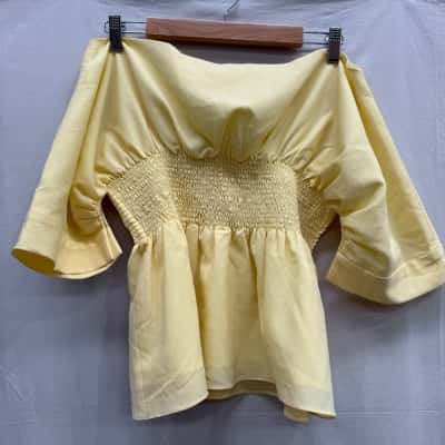 CLAUDE Off The Shoulder Yellow Blouse Size S-M