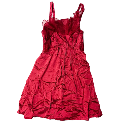 BNWT Wish Size XXS Red Ruffled Neckline Shoulder-Strap Dress