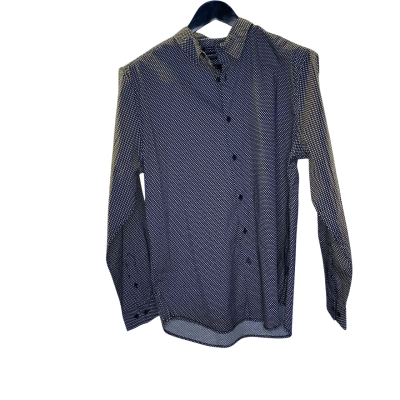 Kenneth Cole Mens  Size L Polo Shirt Black  / Pattern / Polka Dot / White 