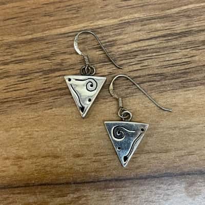  Sterling Silver 925 Triangle Drop Earrings