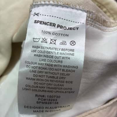 Spencer Project Mens Size 36 Chinos Natural BNWT