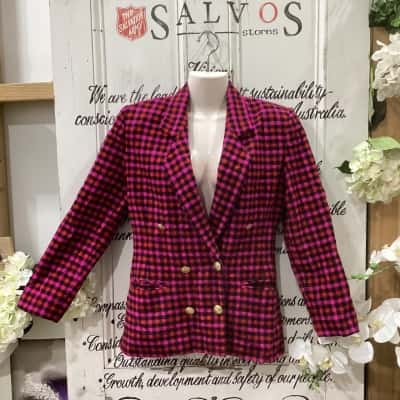 FIRENZE Brand! Womens  Size 36 Pattern / Pink  / Red! MADE WITH 65% WOOL BLEND! STYLED IN ITALY! SINGLE BREASTED JACKET!