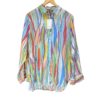 Worthier The Label Multicoloured Patterned Linen Blouse Size M/L 