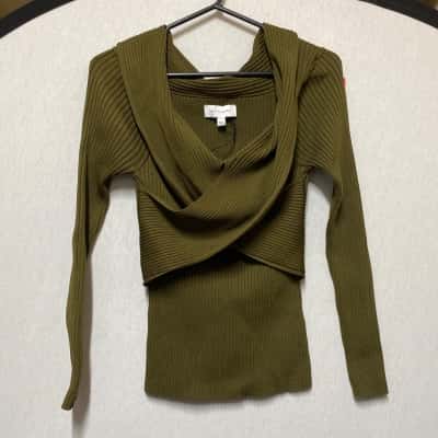 Witchery Womens  Size S Green Wrap Front Knit Top