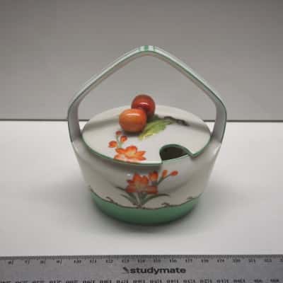 Vintage Noritake Japan Lidded Preserve Jam Jar Pot Fruit Finial Floral