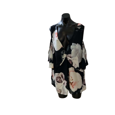 City Chic Womens  Size XL Blouse Black  / Floral 