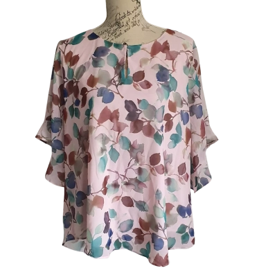 Jacqui-E Womens  Size 18 Short Sleeve Top Floral / Pink  BNWT
