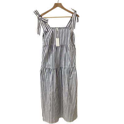 Adorne Cotton Navy Blue Striped Dress Size 10