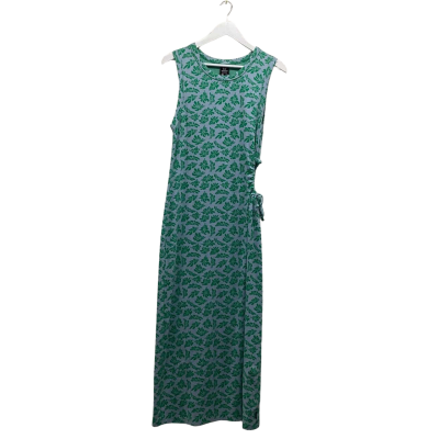 Afends Recycled Size 14 Organic Cotton Leaf Print Midi Dress