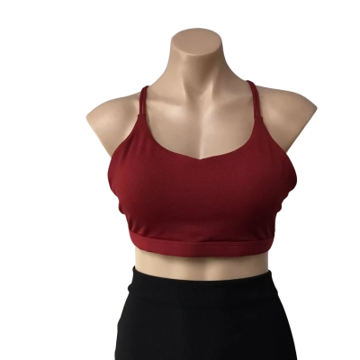 Lorna Jane Womens Size L Dark Red Strappy Padded Sports Bra