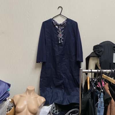 Yarra Trail Womens  Size 16 Casual Dress Navy Blue / Polka Dot / White 