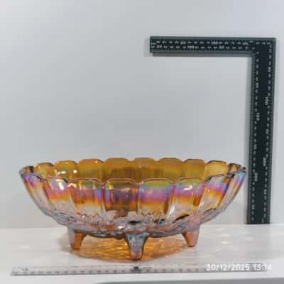 Vintage Indiana Carnival Glass Grape Fruit Bowl Footed 