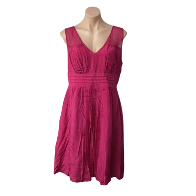 Jane Lamerton Womens Size 16 Fuchsia Pink Silk Sleeveless Dress (new) 