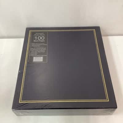 NEW - Navy Blue Drymount Photo Album with Protective Box 100 Black Pages
